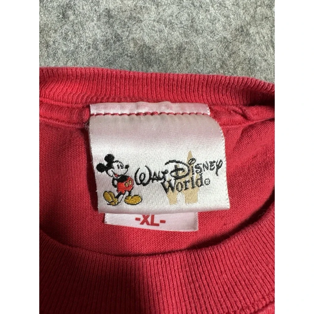 Vintage Walt Disney World 71 Football T Shirt Youth XL Mickey Goofy Donald Red